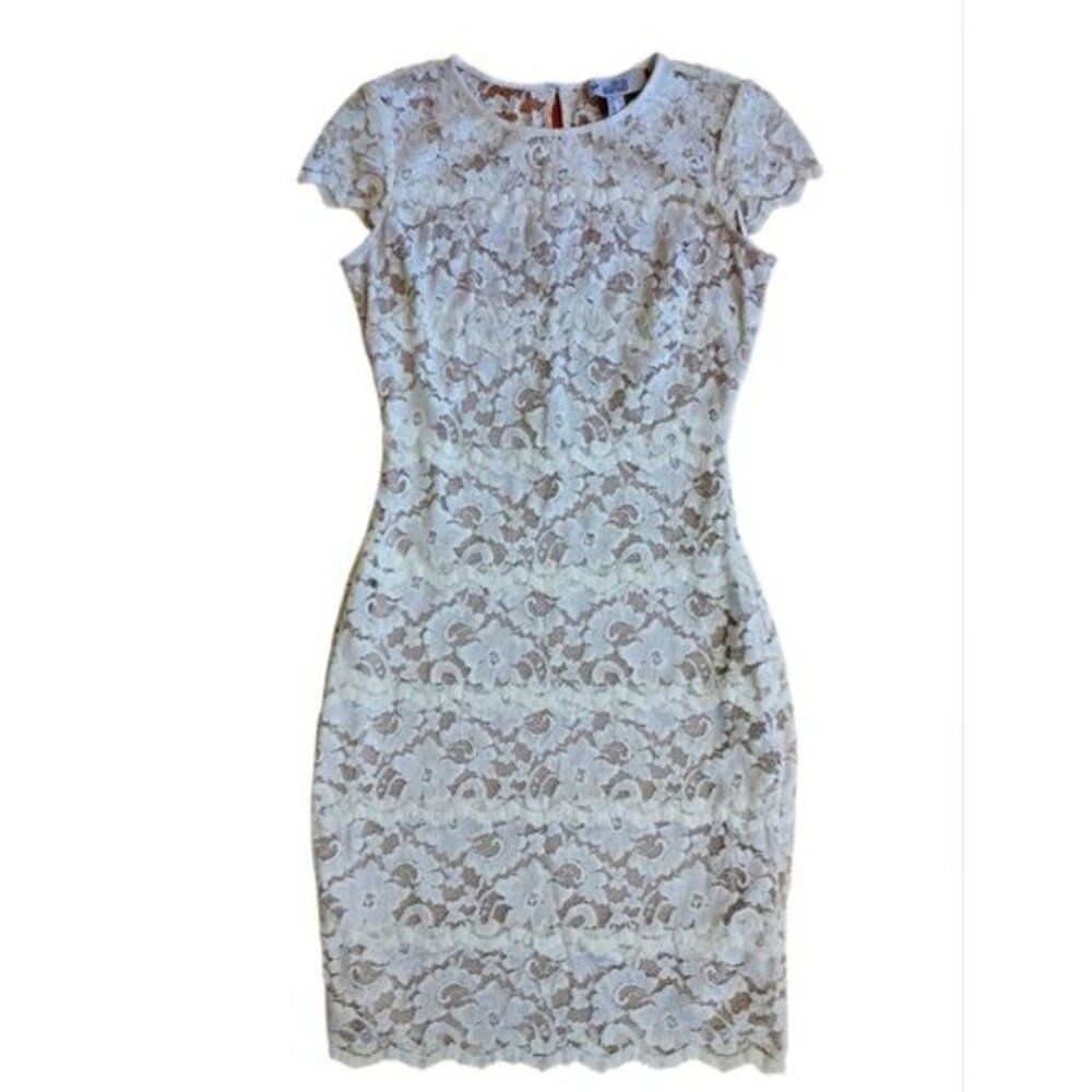 Badgley Mischka Belle lace overlay bodycon dress Easter spring 2